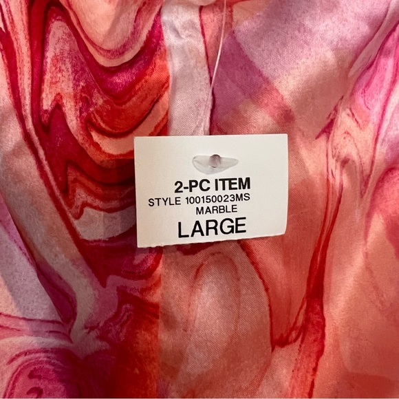 NWT INC International Concepts Lace Trim Pajama Set Marble Pink L - Picture 7 of 12